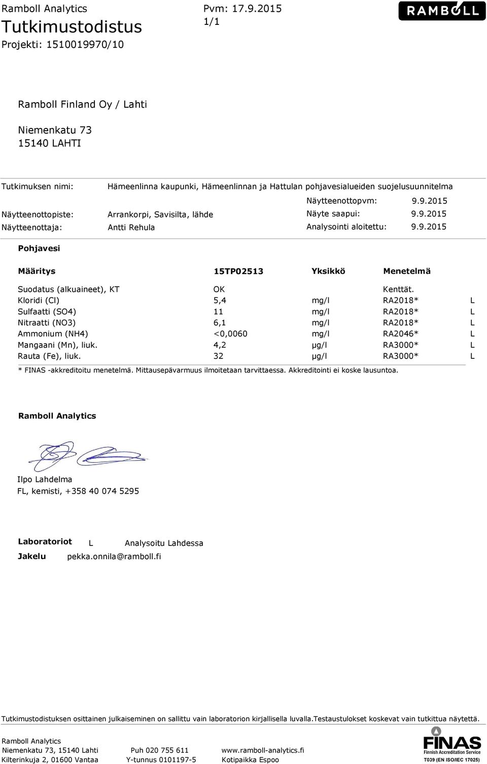 Arrankorpi, Savisilta, lähde Määritys 15TP02513