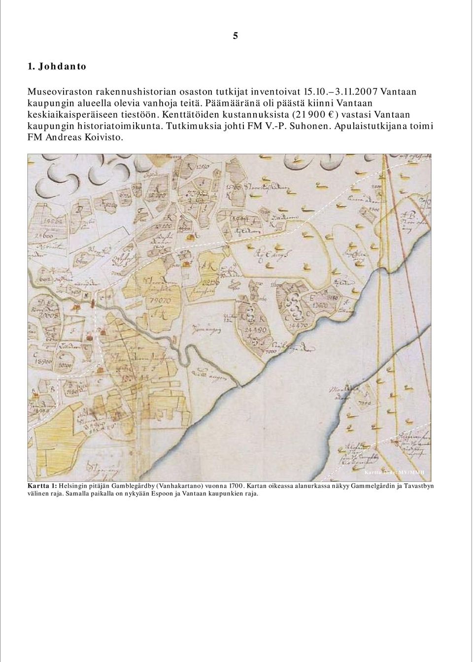 Kenttätöiden kustannuksista (21 900 ) vastasi Vantaan kaupungin historiatoimikunta. Tutkimuksia johti FM V.-P. Suhonen.