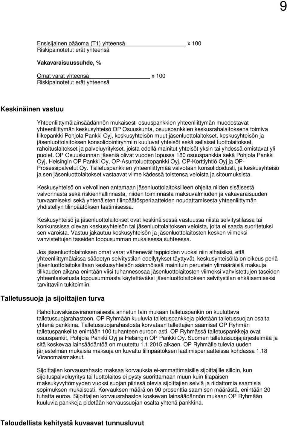 jäsenluottolaitokset, keskusyhteisön ja jäsenluottolaitoksen konsolidointiryhmiin kuuluvat yhteisöt sekä sellaiset luottolaitokset, rahoituslaitokset ja palveluyritykset, joista edellä mainitut