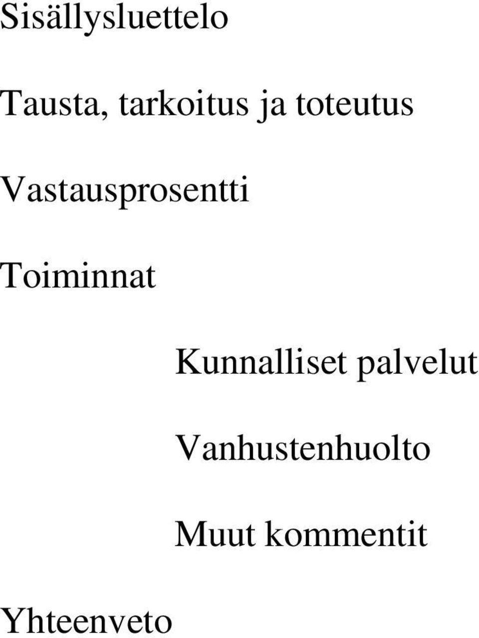 Vastausprosentti Toiminnat