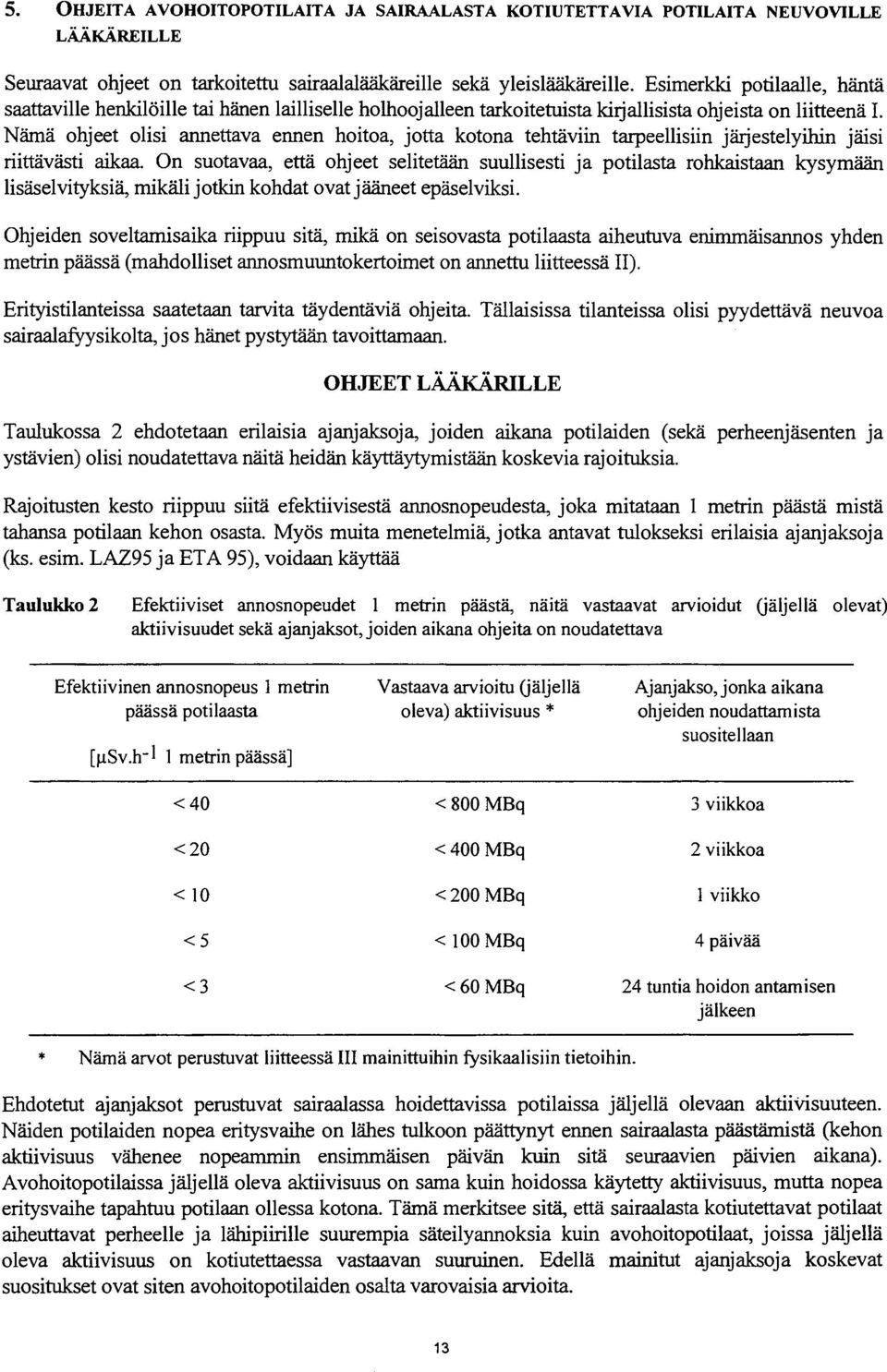 Nämä ohjeet olisi annettava ennen hoitoa, jotta kotona tehtäviin tarpeellisiin järjestelyihin jäisi riittävästi aikaa.