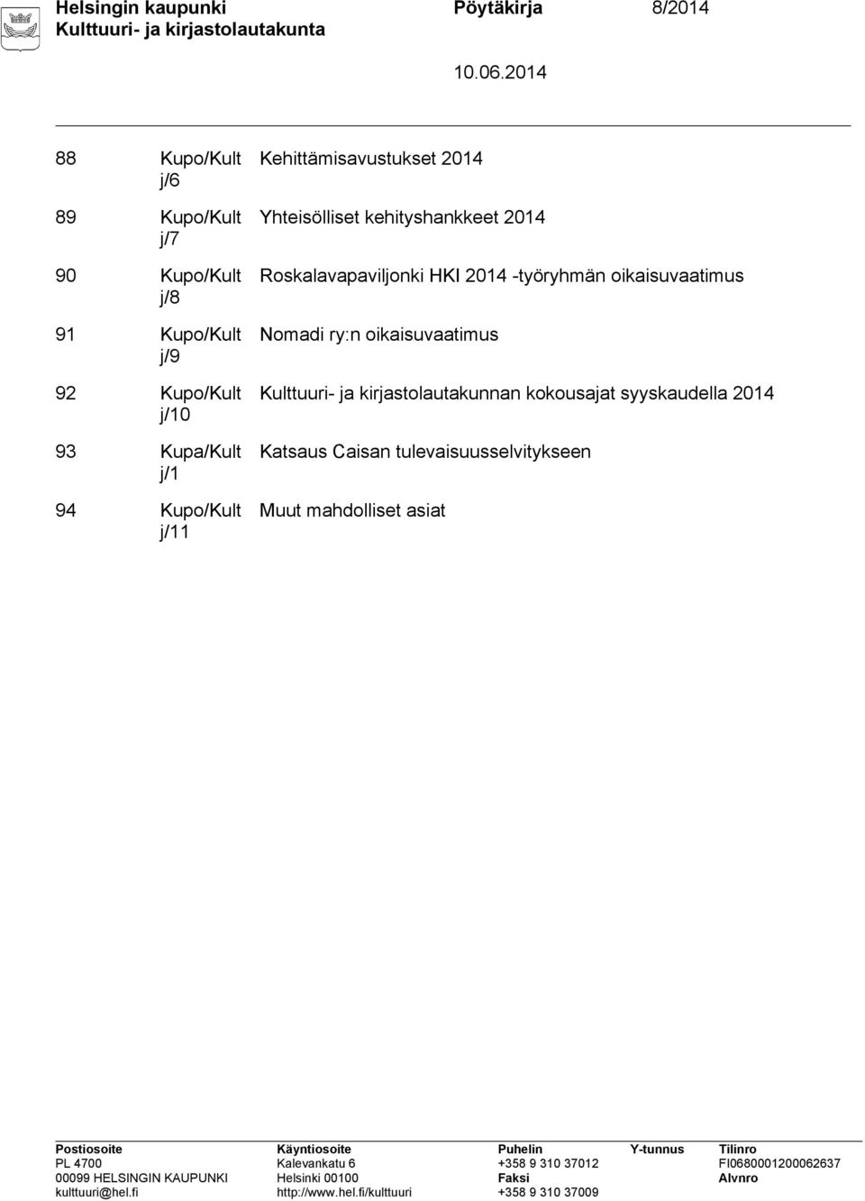 kehityshankkeet 2014 Roskalavapaviljonki HKI 2014 -työryhmän oikaisuvaatimus Nomadi ry:n oikaisuvaatimus