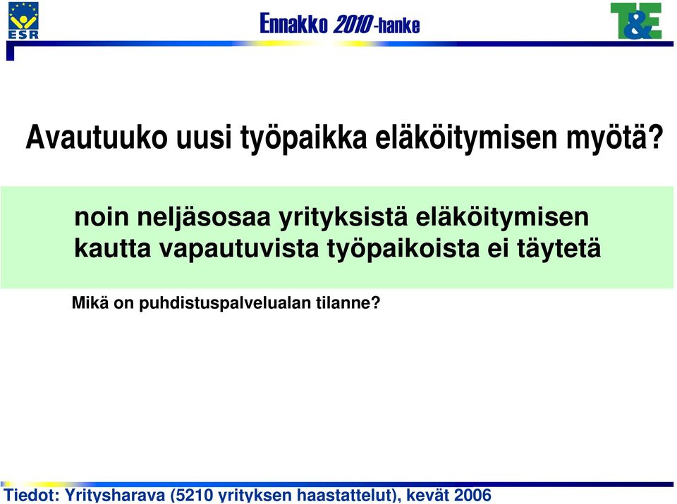 noin neljäsosaa yrityksistä eläköitymisen kautta