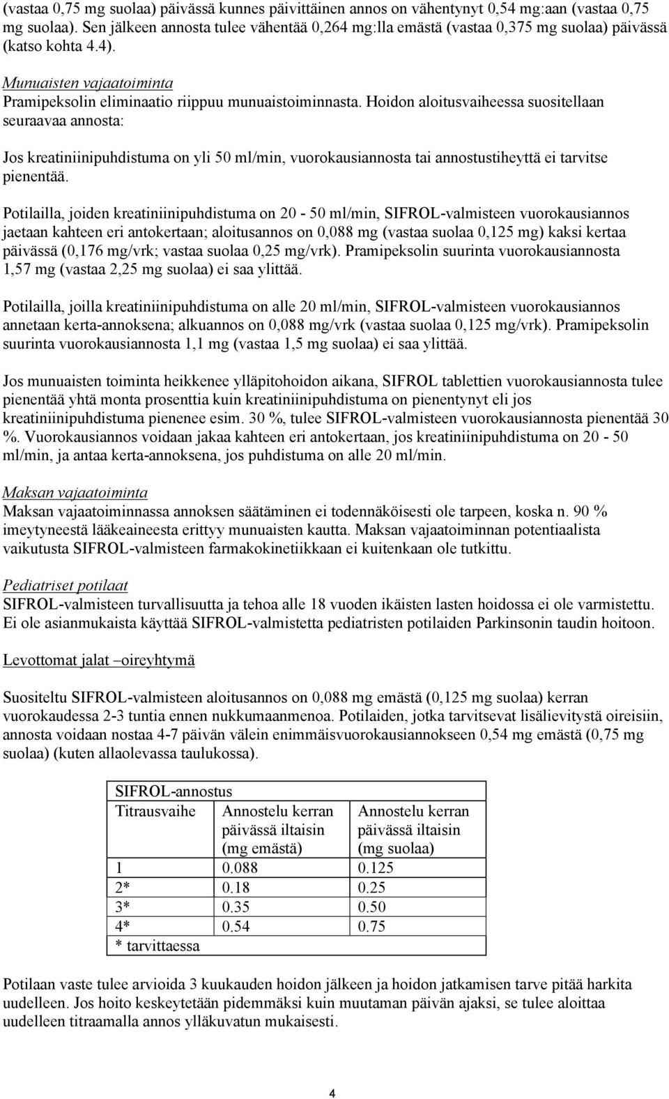 Hoidon aloitusvaiheessa suositellaan seuraavaa annosta: Jos kreatiniinipuhdistuma on yli 50 ml/min, vuorokausiannosta tai annostustiheyttä ei tarvitse pienentää.