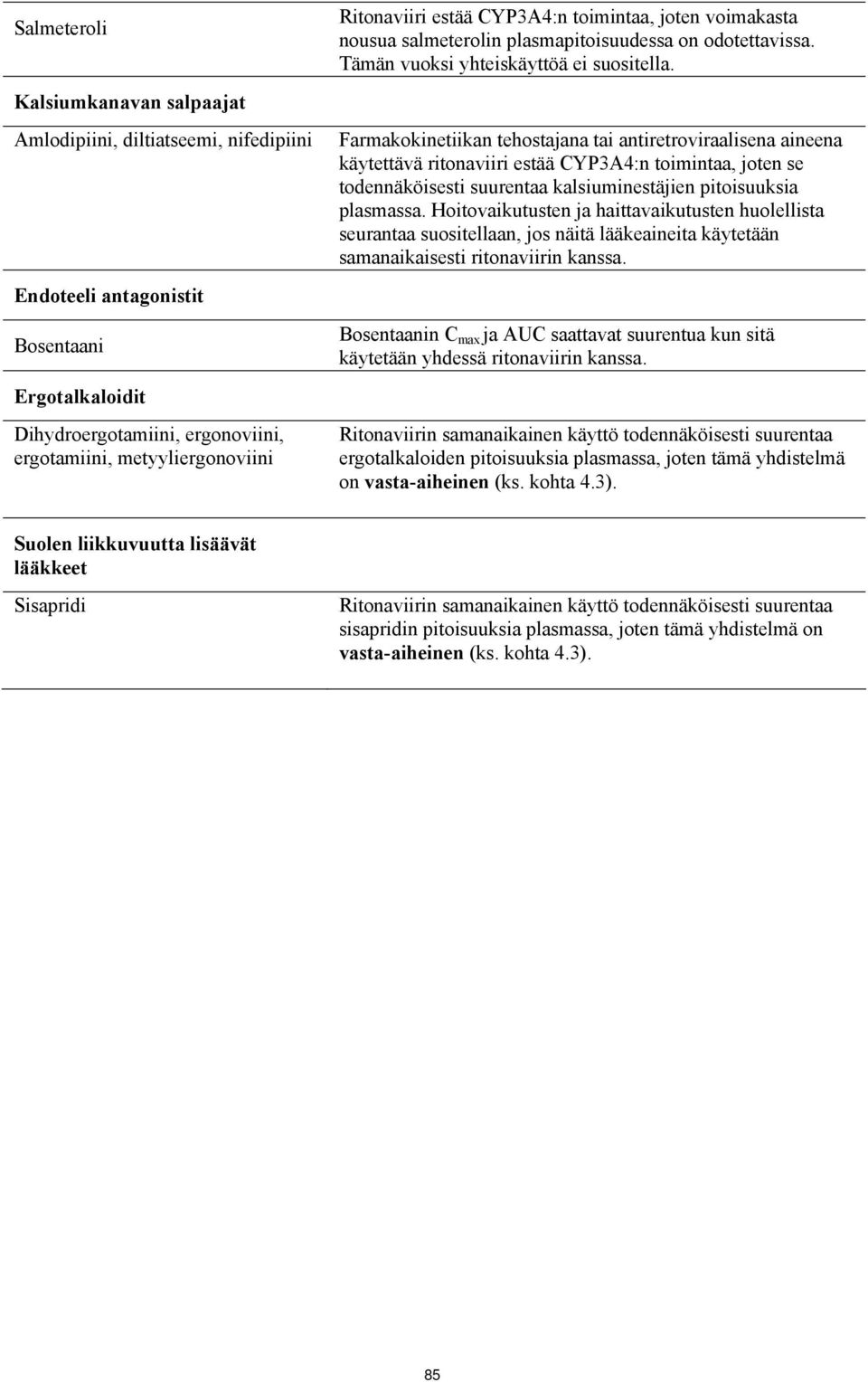 Farmakokinetiikan tehostajana tai antiretroviraalisena aineena käytettävä ritonaviiri estää CYP3A4:n toimintaa, joten se todennäköisesti suurentaa kalsiuminestäjien pitoisuuksia plasmassa.