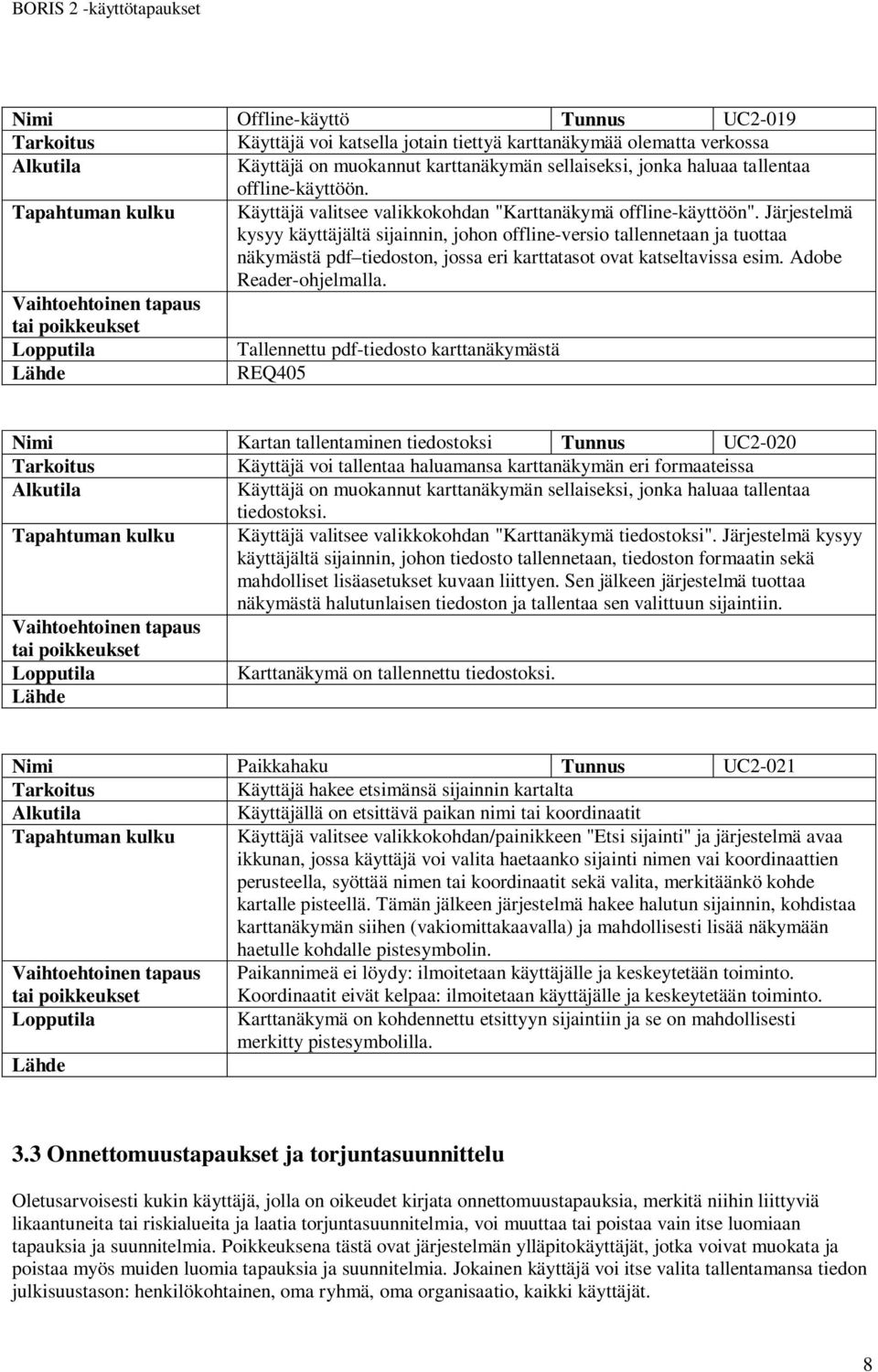 Järjestelmä kysyy käyttäjältä sijainnin, johon offline-versio tallennetaan ja tuottaa näkymästä pdf tiedoston, jossa eri karttatasot ovat katseltavissa esim. Adobe Reader-ohjelmalla.