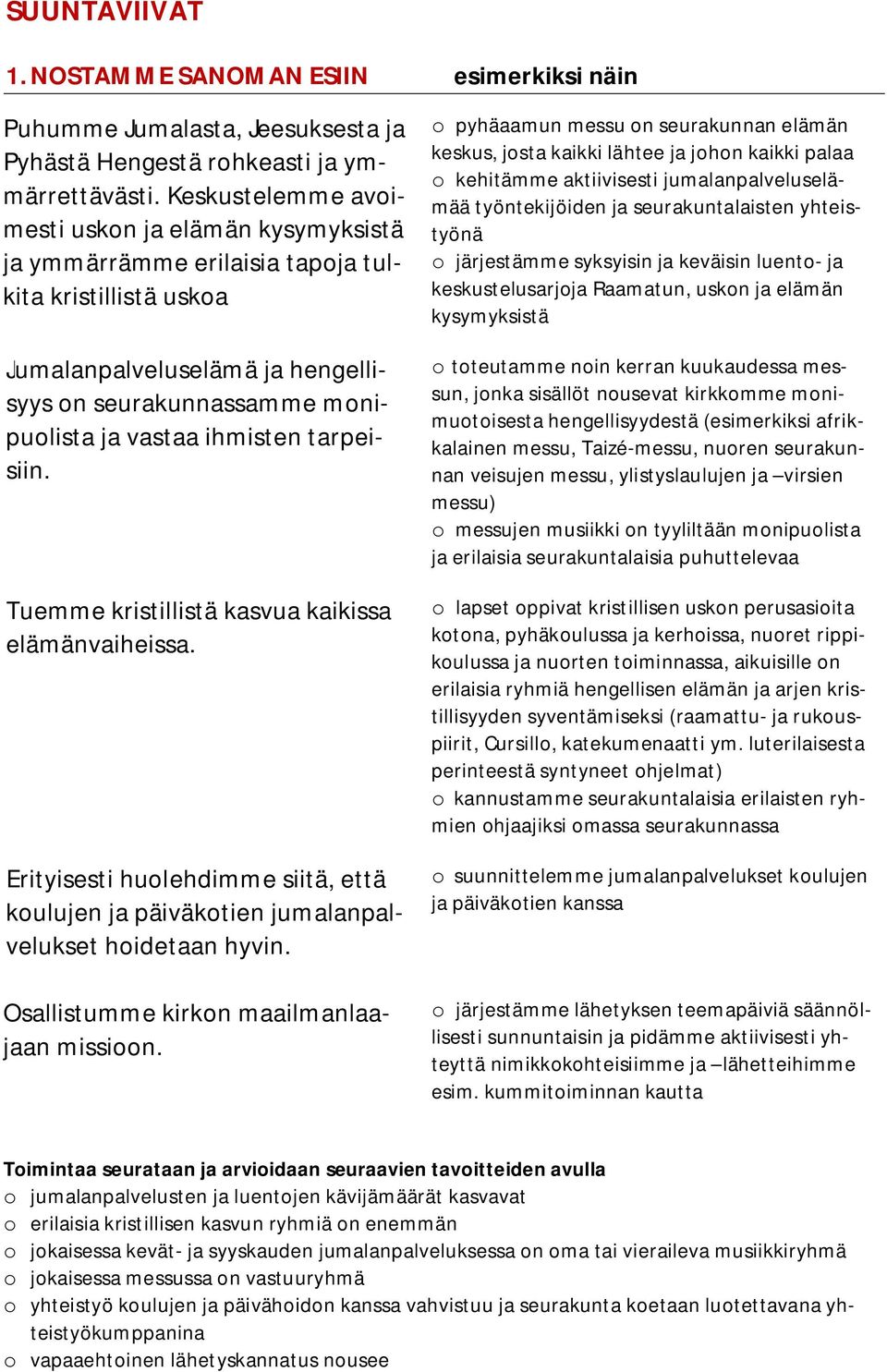 tarpeisiin. Tuemme kristillistä kasvua kaikissa elämänvaiheissa. Erityisesti huolehdimme siitä, että koulujen ja päiväkotien jumalanpalvelukset hoidetaan hyvin.