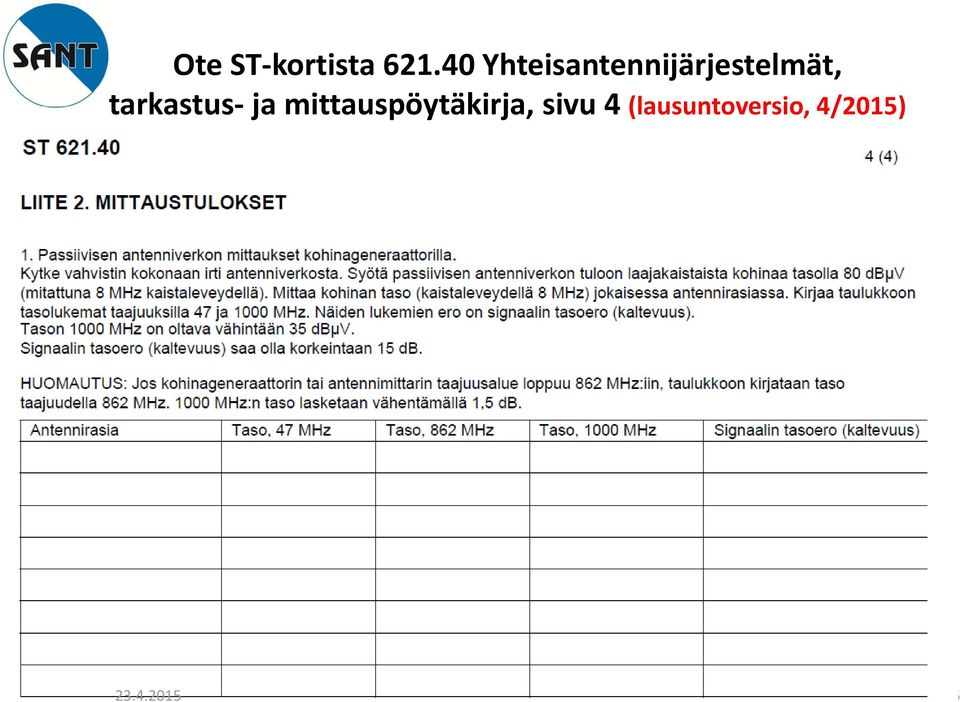 tarkastus ja mittauspöytäkirja, sivu