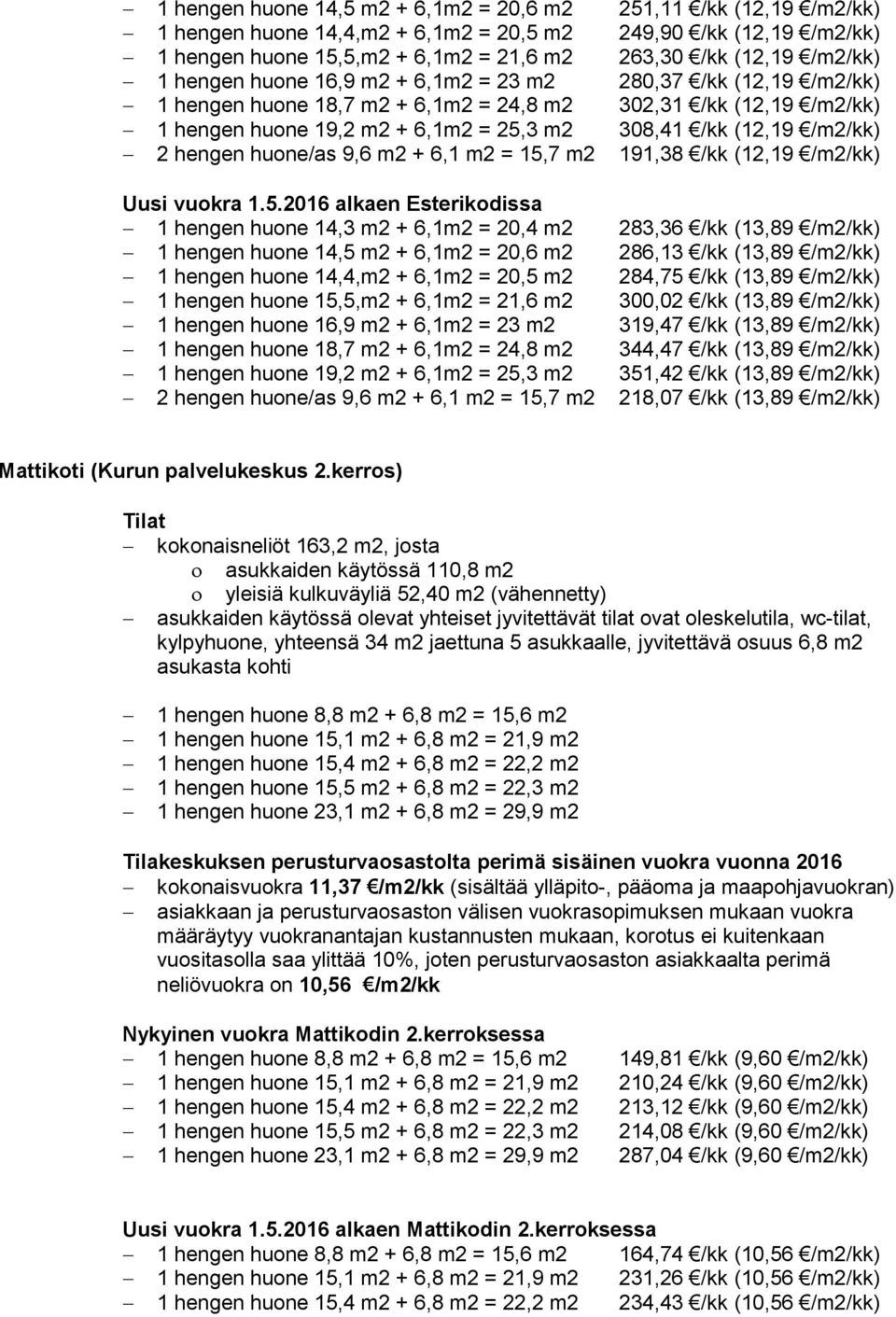 /m2/kk) 2 hengen huone/as 9,6 m2 + 6,1 m2 = 15,