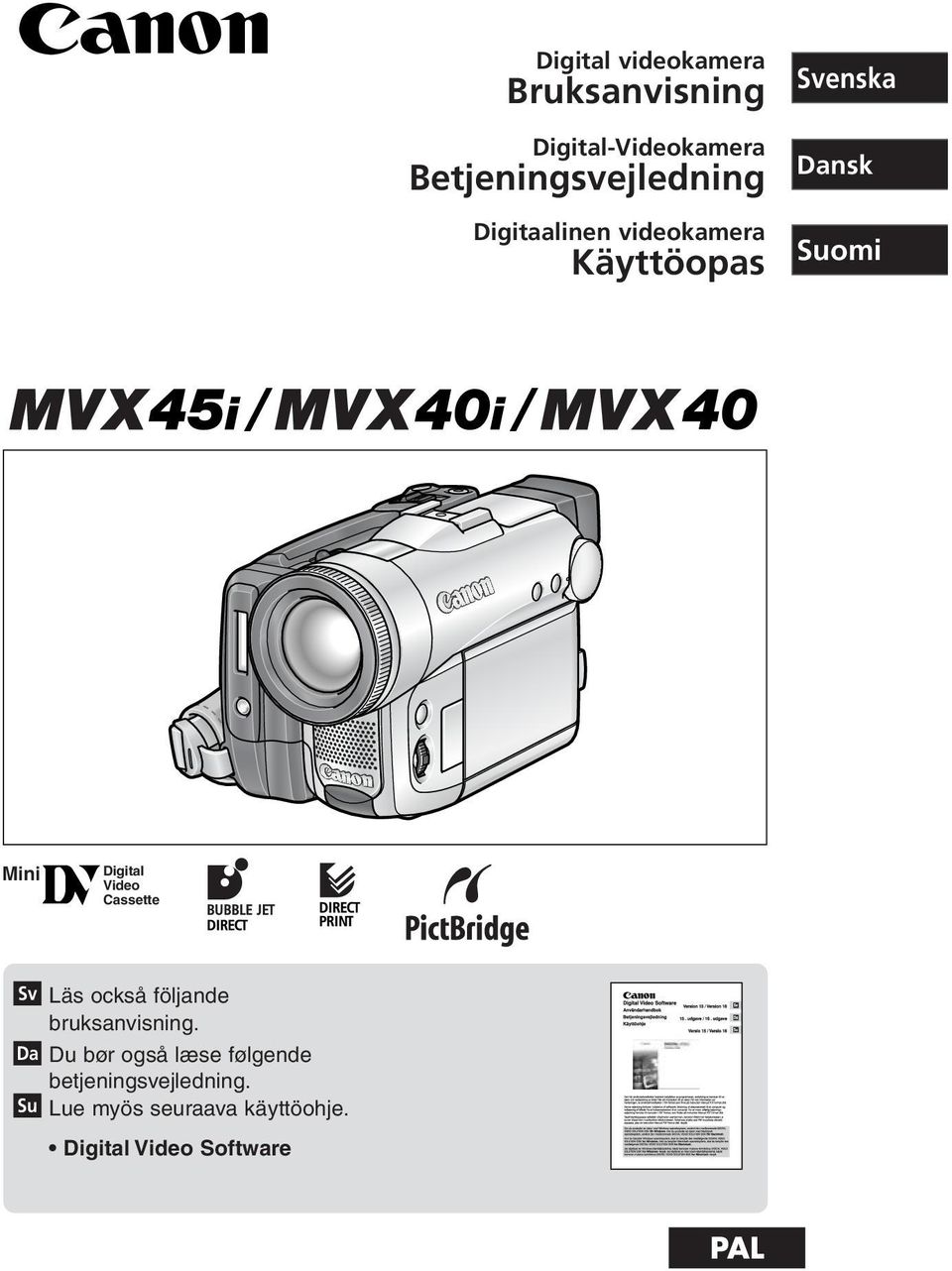 Cassette Sv Läs också följande bruksanvisning.