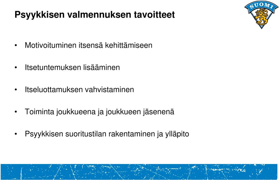 Itseluottamuksen vahvistaminen Toiminta joukkueena ja