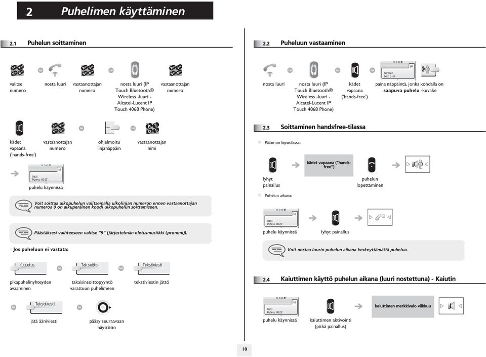 (IP Touch Bluetooth Wireless -luuri - Alcatel-Lucent IP Touch 408 Phone) kädet vapaana ('hands-free') paina näppäintä, jonka kohdalla on saapuva puhelu -kuvake.