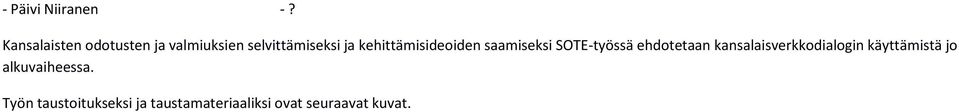 kehittämisideoiden saamiseksi SO-työssä ehdotetaan