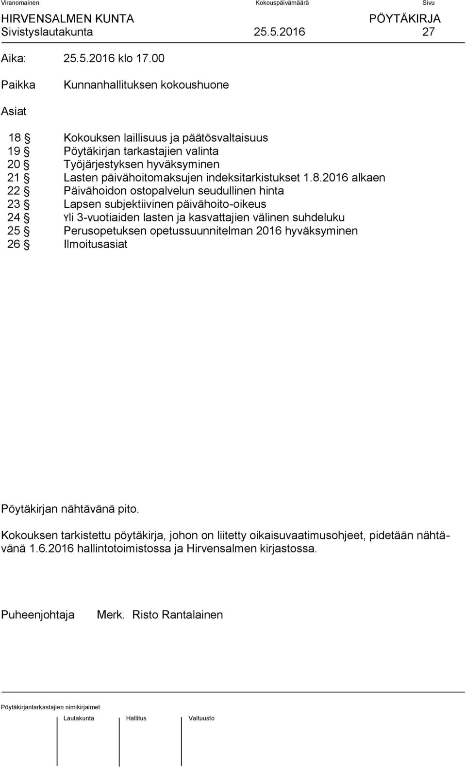 päivähoitomaksujen indeksitarkistukset 1.8.