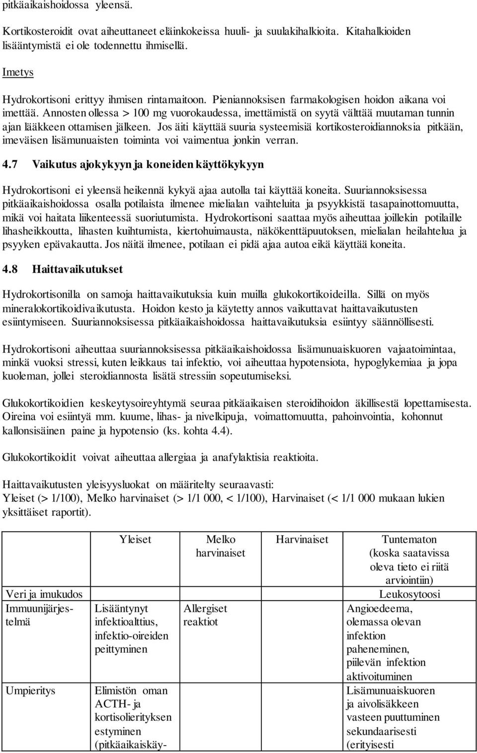 Annosten ollessa > 100 mg vuorokaudessa, imettämistä on syytä välttää muutaman tunnin ajan lääkkeen ottamisen jälkeen.