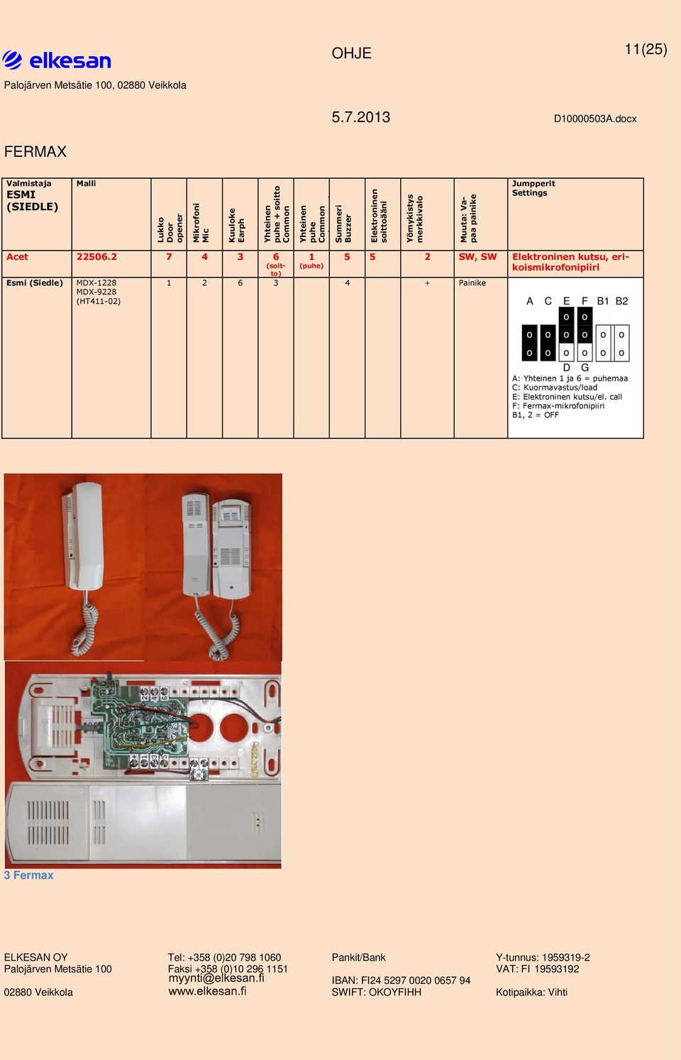 (Siedle) MDX-228 MDX-9228 (HT4-02) 2 6 3 4 + Painike 5 5 2 SW, SW Elektrninen kutsu, erikismikrfnipiiri A: ja 6 = maa C: