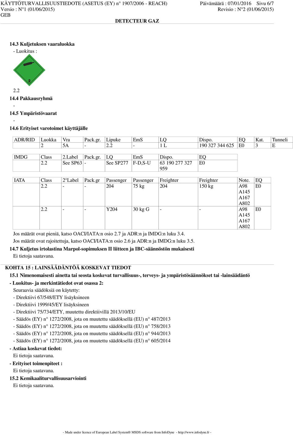 2 See SP63 - See SP277 F-D,S-U 63 190 277 327 959 E0 IATA Class 2 Label Pack.gr Passenger Passenger Freighter Freighter Note. EQ 2.2 - - 204 75 kg 204 150 kg A98 E0 A145 A167 A802 2.
