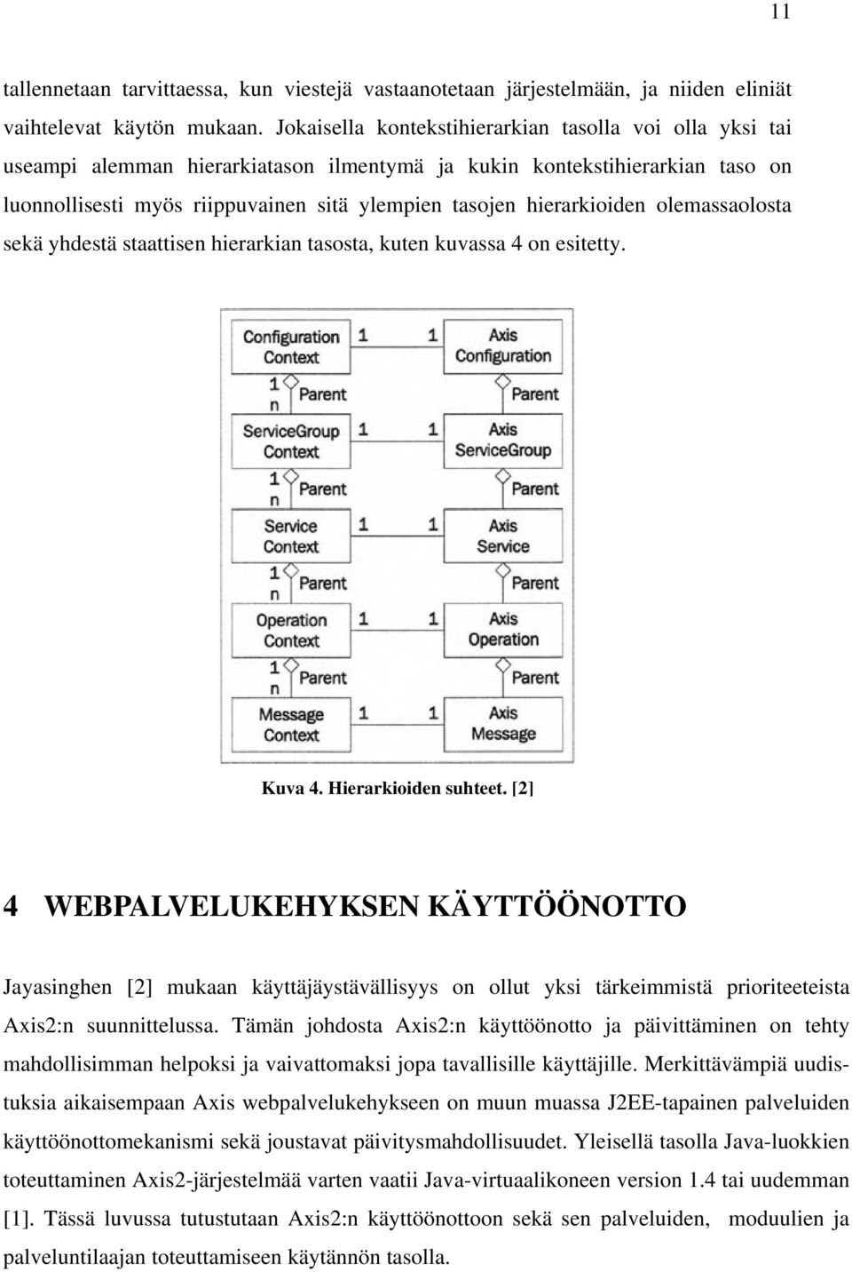 hierarkioiden olemassaolosta sekä yhdestä staattisen hierarkian tasosta, kuten kuvassa 4 on esitetty. Kuva 4. Hierarkioiden suhteet.