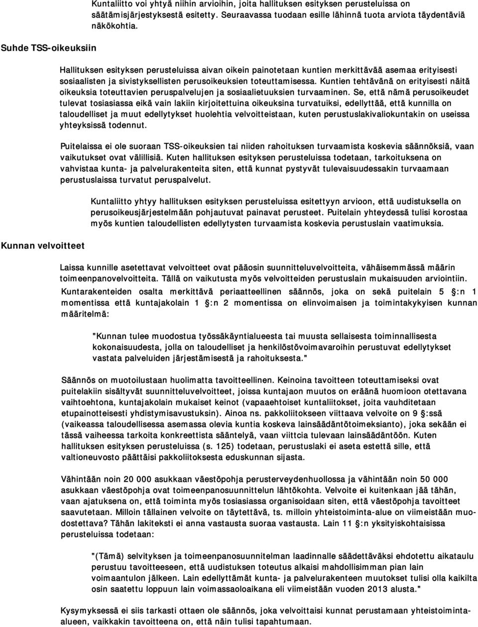 Hallituksen esityksen perusteluissa aivan oikein painotetaan kuntien merkittävää asemaa erityisesti sosiaalisten ja sivistyksellisten perusoikeuksien toteuttamisessa.