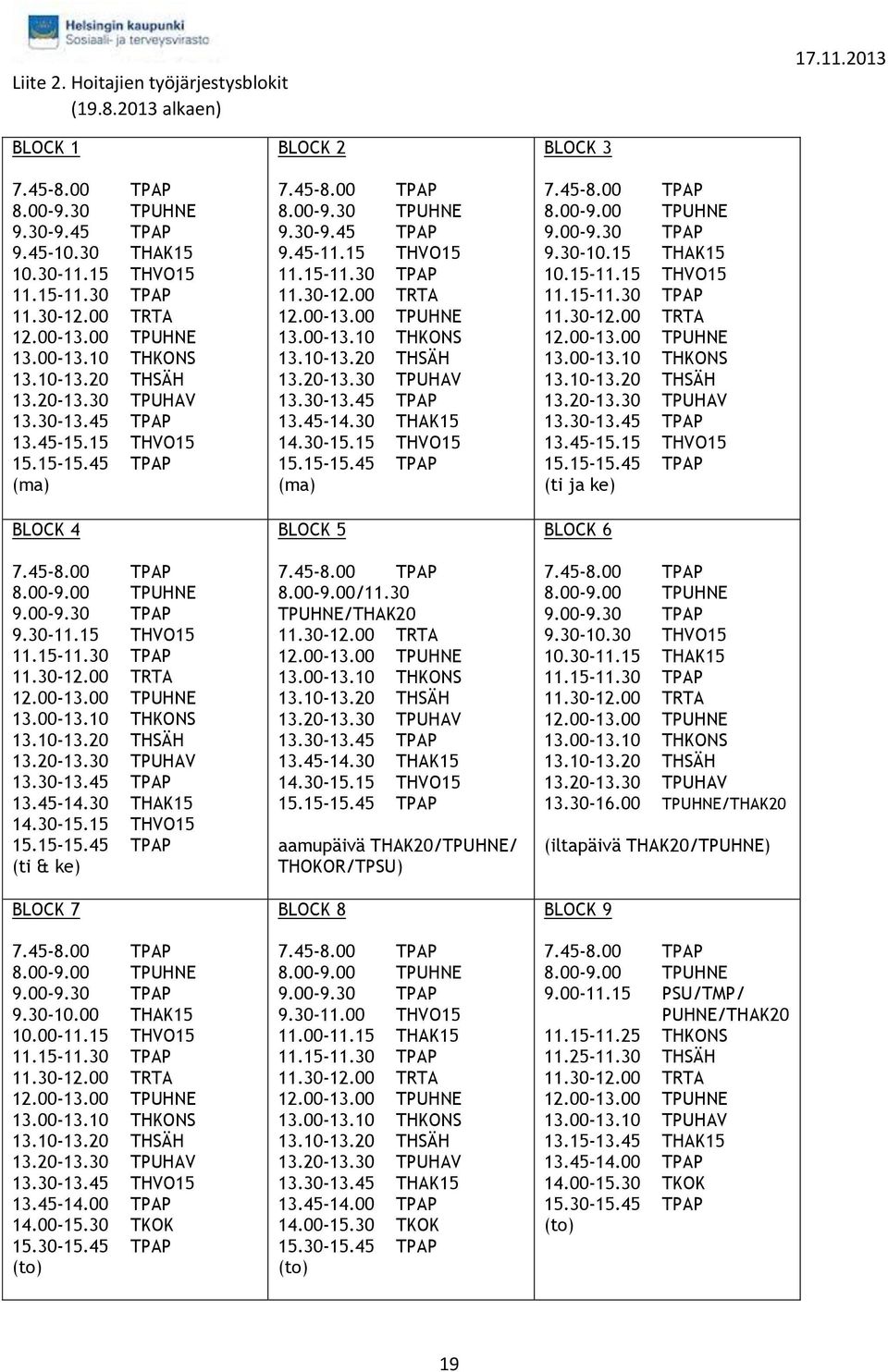 15-11.30 TPAP 11.30-12.00 TRTA 12.00-13.00 TPUHNE 13.00-13.10 THKONS 13.10-13.20 THSÄH 13.20-13.30 TPUHAV 13.30-13.45 TPAP 13.45-14.30 THAK15 14.30-15.15 THVO15 15.15-15.45 TPAP (ti & ke) BLOCK 7 7.