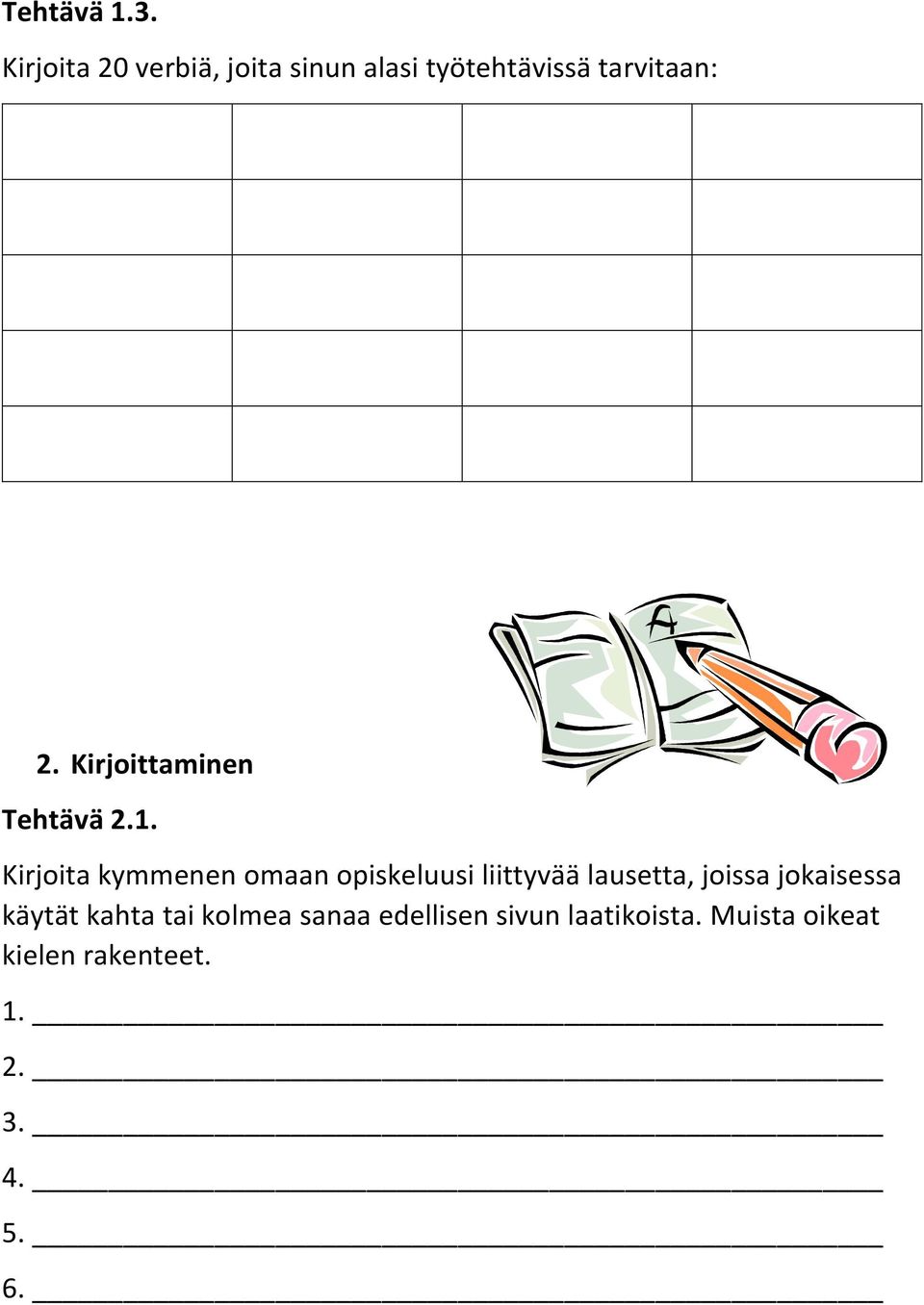 Kirjoittaminen Tehtävä 2.1.