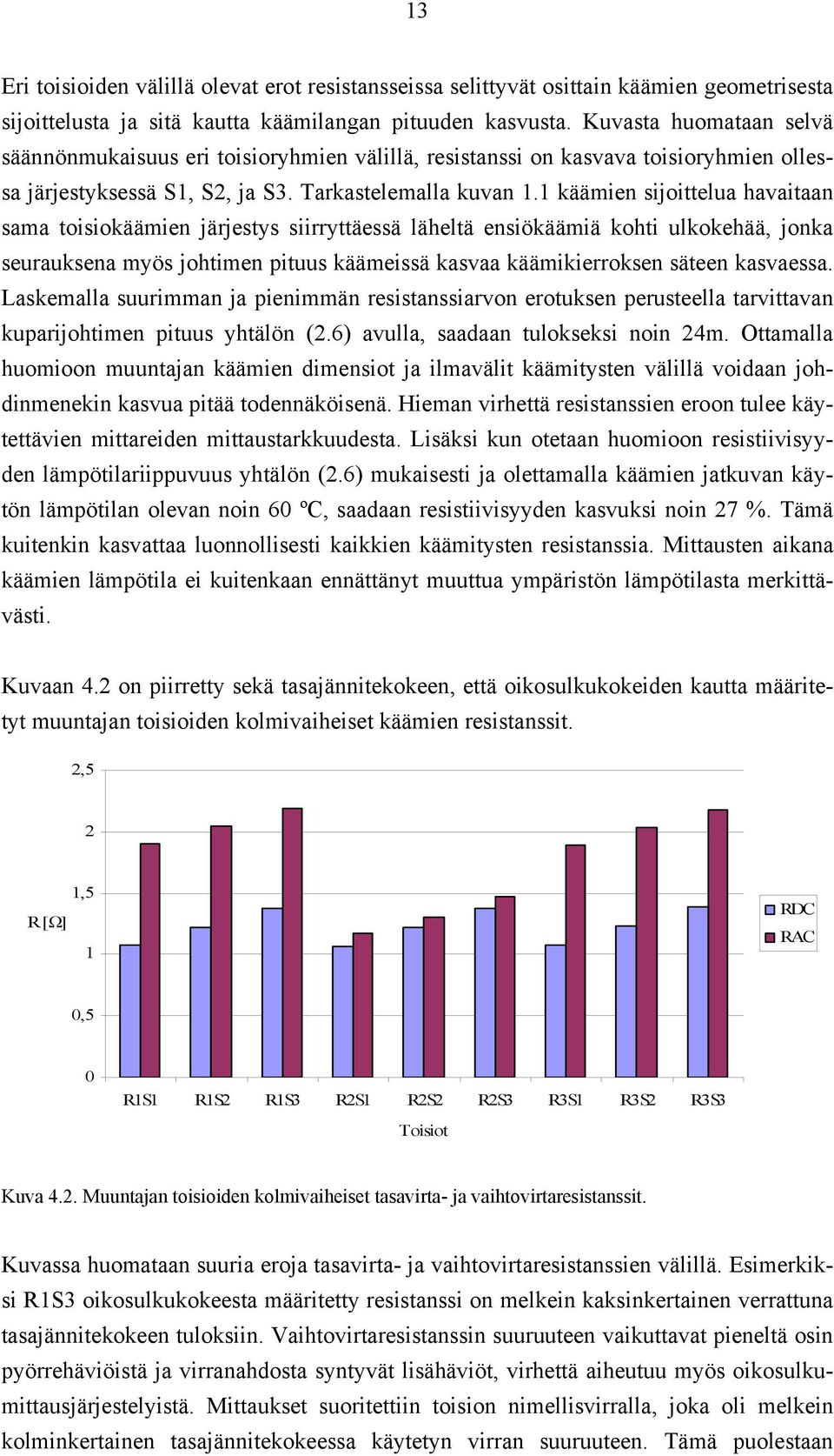 1 käämien sijoittelua havaitaan sama toisiokäämien järjestys siirryttäessä läheltä ensiökäämiä kohti ulkokehää, jonka seurauksena myös johtimen pituus käämeissä kasvaa käämikierroksen säteen