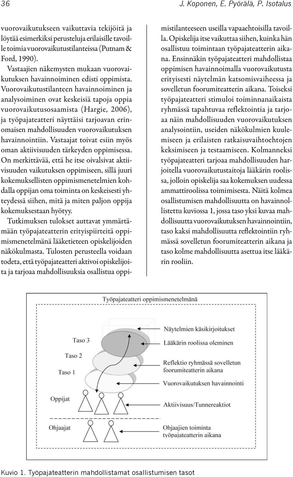 Vuorovaikutustilanteen havainnoiminen ja analysoiminen ovat keskeisiä tapoja oppia vuorovaikutusosaamista (Hargie, 2006), ja työpajateatteri näyttäisi tarjoavan erinomaisen mahdollisuuden