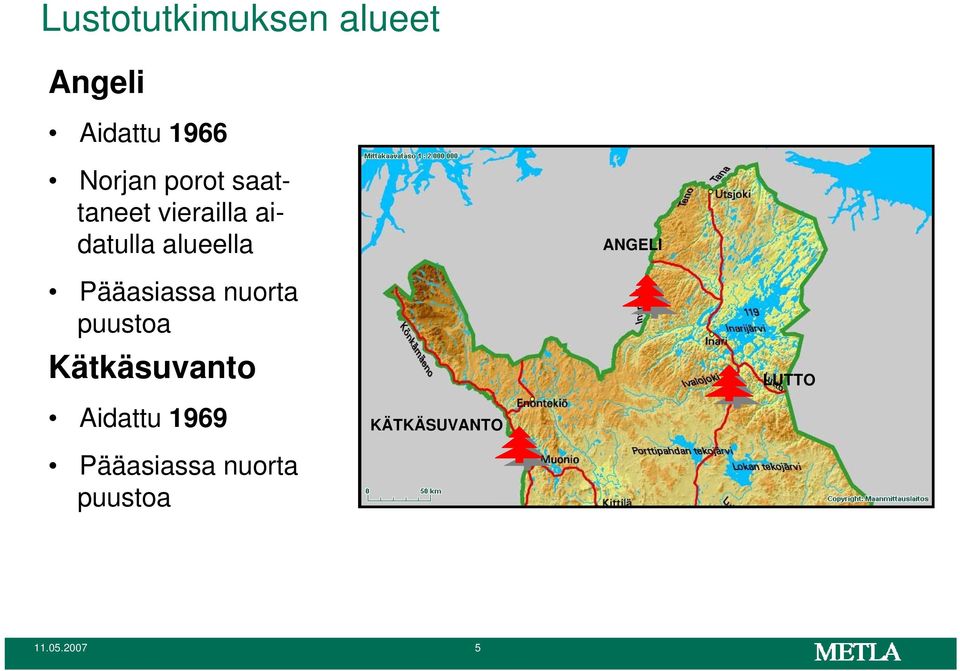 Pääasiassa nuorta puustoa Kätkäsuvanto Aidattu 1969