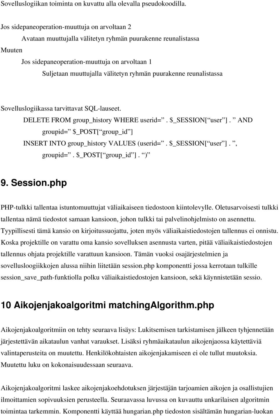 puurakenne reunalistassa Sovelluslogiikassa tarvittavat SQL-lauseet. DELETE FROM group_history WHERE userid=. $_SESSION[ user ].