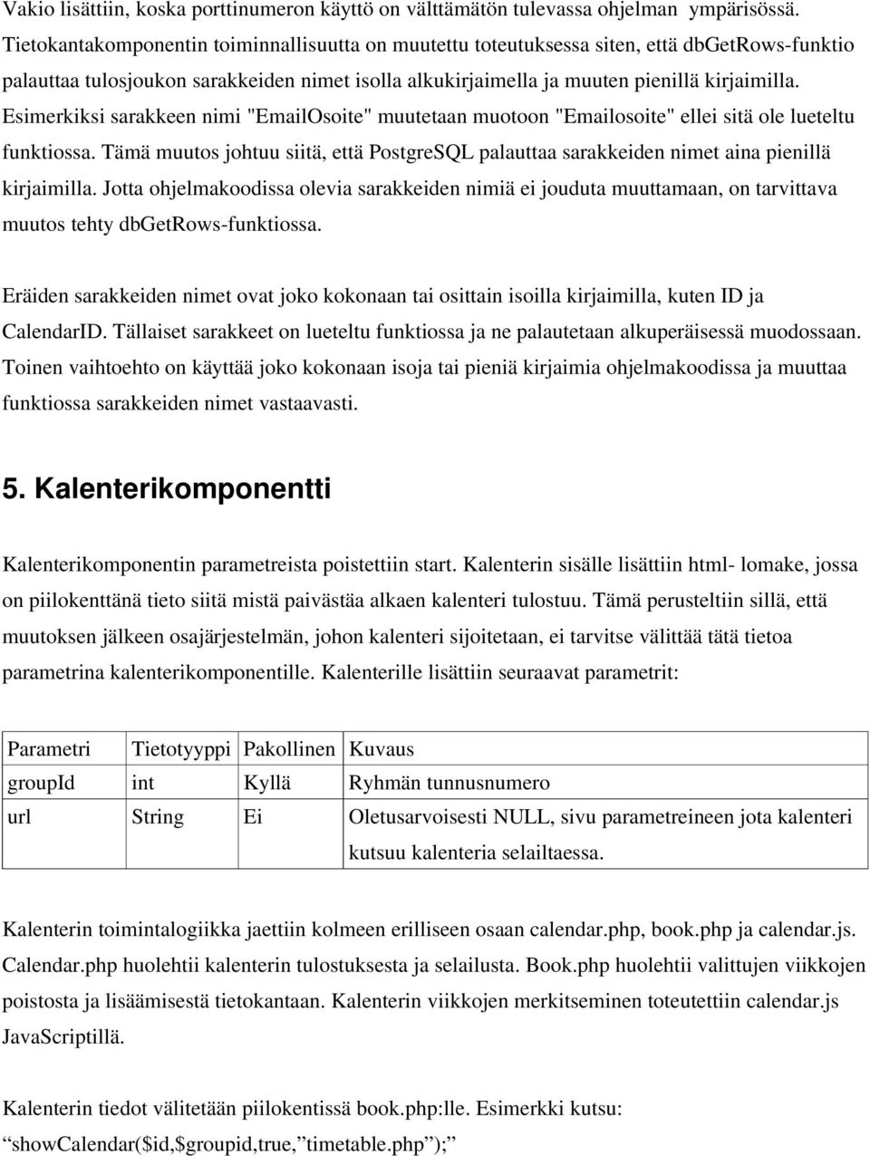 Esimerkiksi sarakkeen nimi "EmailOsoite" muutetaan muotoon "Emailosoite" ellei sitä ole lueteltu funktiossa.