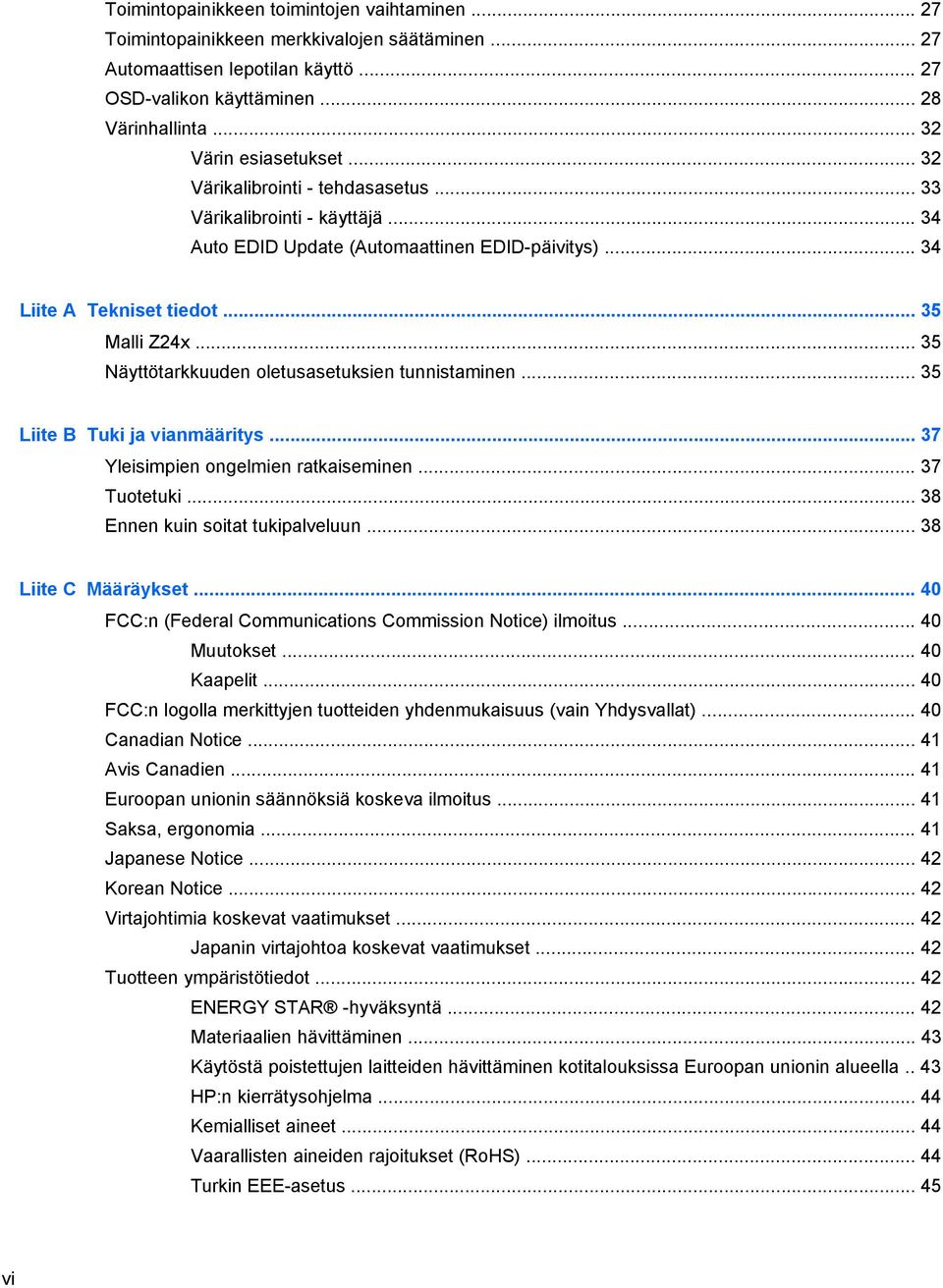 .. 35 Näyttötarkkuuden oletusasetuksien tunnistaminen... 35 Liite B Tuki ja vianmääritys... 37 Yleisimpien ongelmien ratkaiseminen... 37 Tuotetuki... 38 Ennen kuin soitat tukipalveluun.