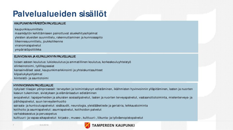 elinkeinotoimi, työllisyysasiat kansainväliset asiat, kaupunkimarkkinointi ja yhteiskuntasuhteet kilpailukykyohjelmat kiinteistö- ja asuntotoimi HYVINVOINNIN PALVELUALUE nykyiset tilaajan