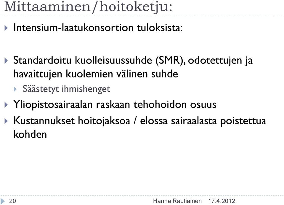 kuolemien välinen suhde Säästetyt ihmishenget Yliopistosairaalan