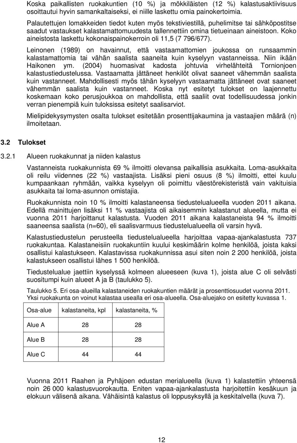 Koko aineistosta laskettu kokonaispainokerroin oli 11,5 (7 796/677).