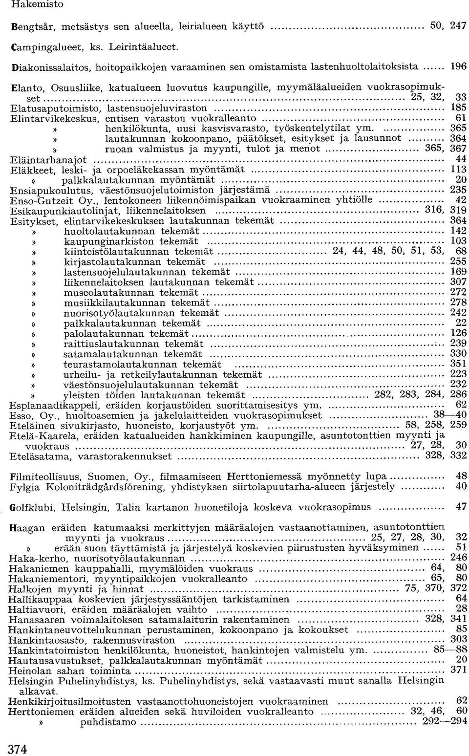 Elatusaputoimisto, lastensuojelu viraston 185 Elintarvikekeskus, entisen varaston vuokralleanto 61 henkilökunta, uusi kasvis varas to, työskentelytilat ym.