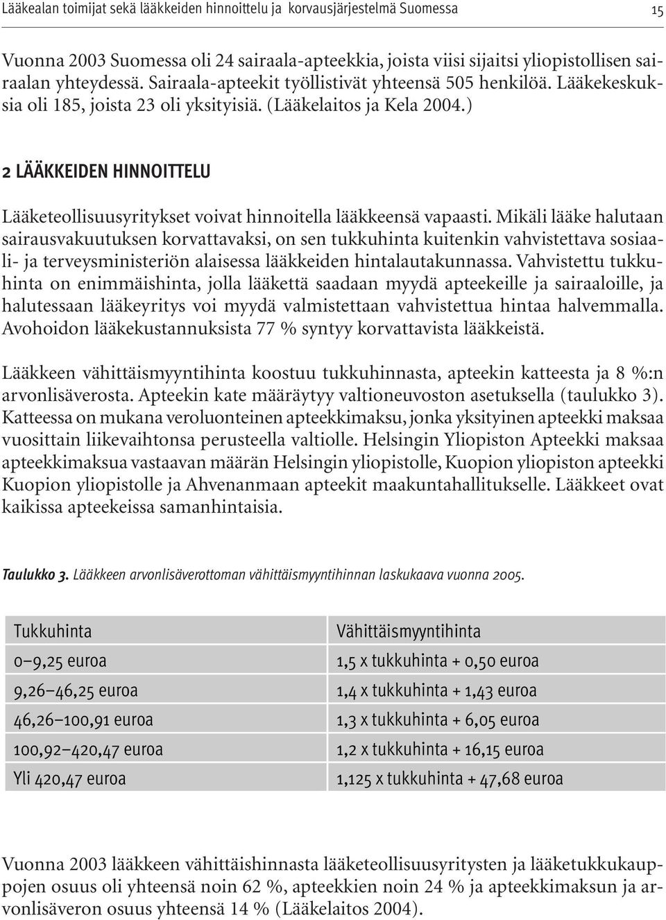 ) 2 LÄÄKKEIDEN HINNOITTELU Lääketeollisuusyritykset voivat hinnoitella lääkkeensä vapaasti.