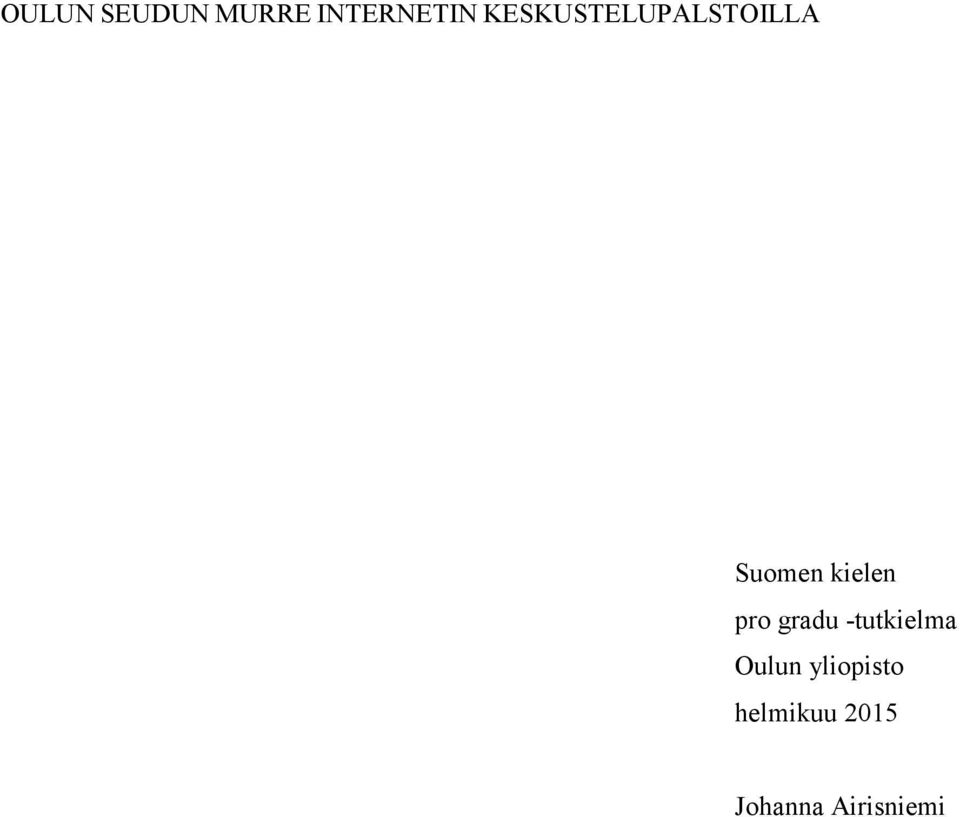 kielen pro gradu -tutkielma Oulun