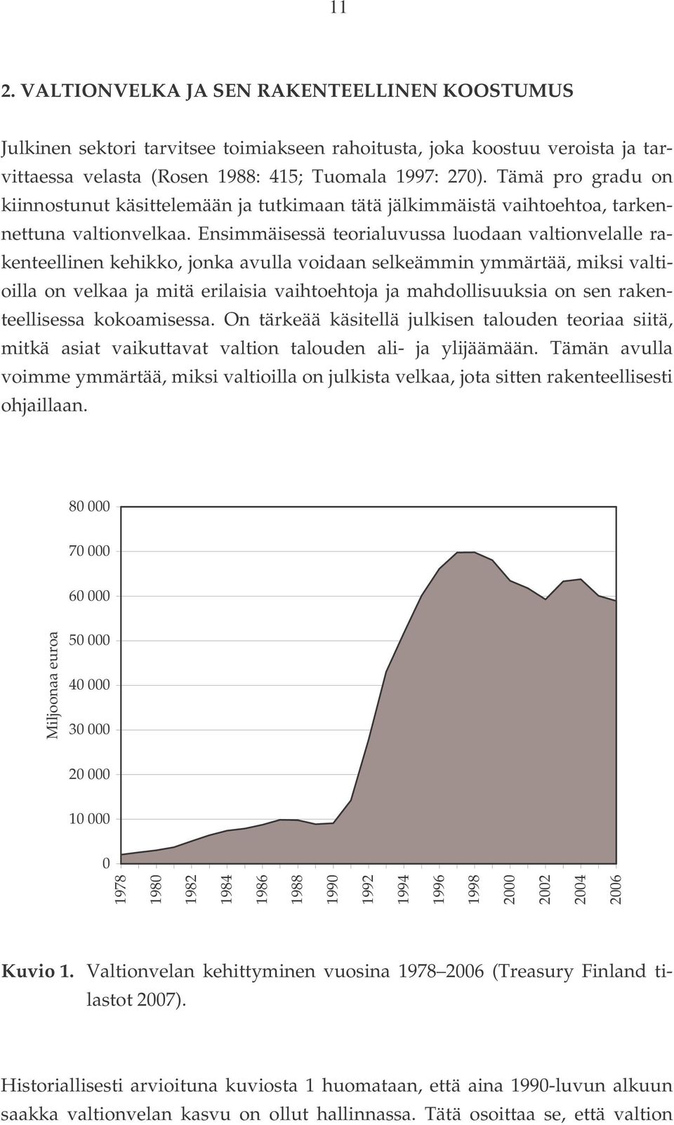 Ensimmäisessä teorialuvussa luodaan valtionvelalle rakenteellinen kehikko, jonka avulla voidaan selkeämmin ymmärtää, miksi valtioilla on velkaa ja mitä erilaisia vaihtoehtoja ja mahdollisuuksia on