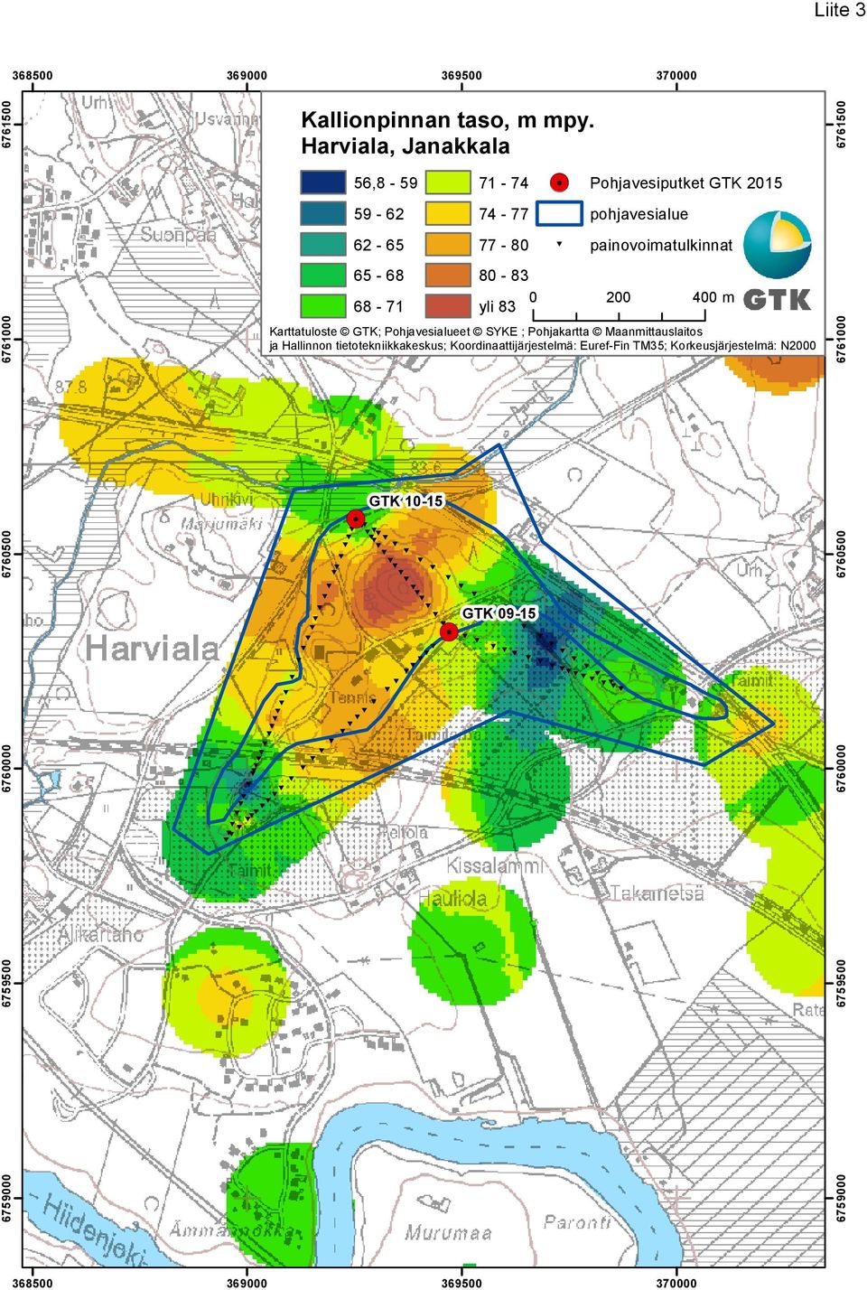 yli 83 painovoimatulkinnat GTK 10-15 GTK 09-15 6759000 6759000 6759500 6759500 6760000 6760000 0 200 400 m Karttatuloste GTK;
