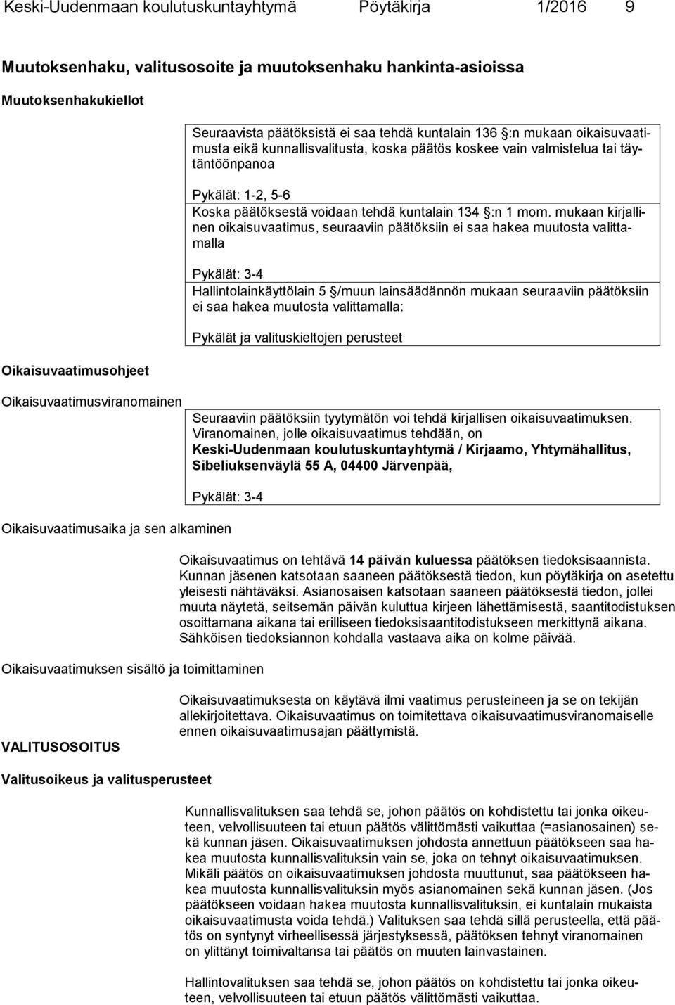 mukaan kirjallinen oikaisuvaatimus, seuraaviin päätöksiin ei saa hakea muutosta valittamalla Pykälät: 3-4 Hallintolainkäyttölain 5 /muun lainsäädännön mukaan seuraaviin päätöksiin ei saa hakea