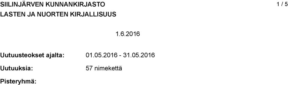 06 Uutuusteokset ajalta: Uutuuksia: