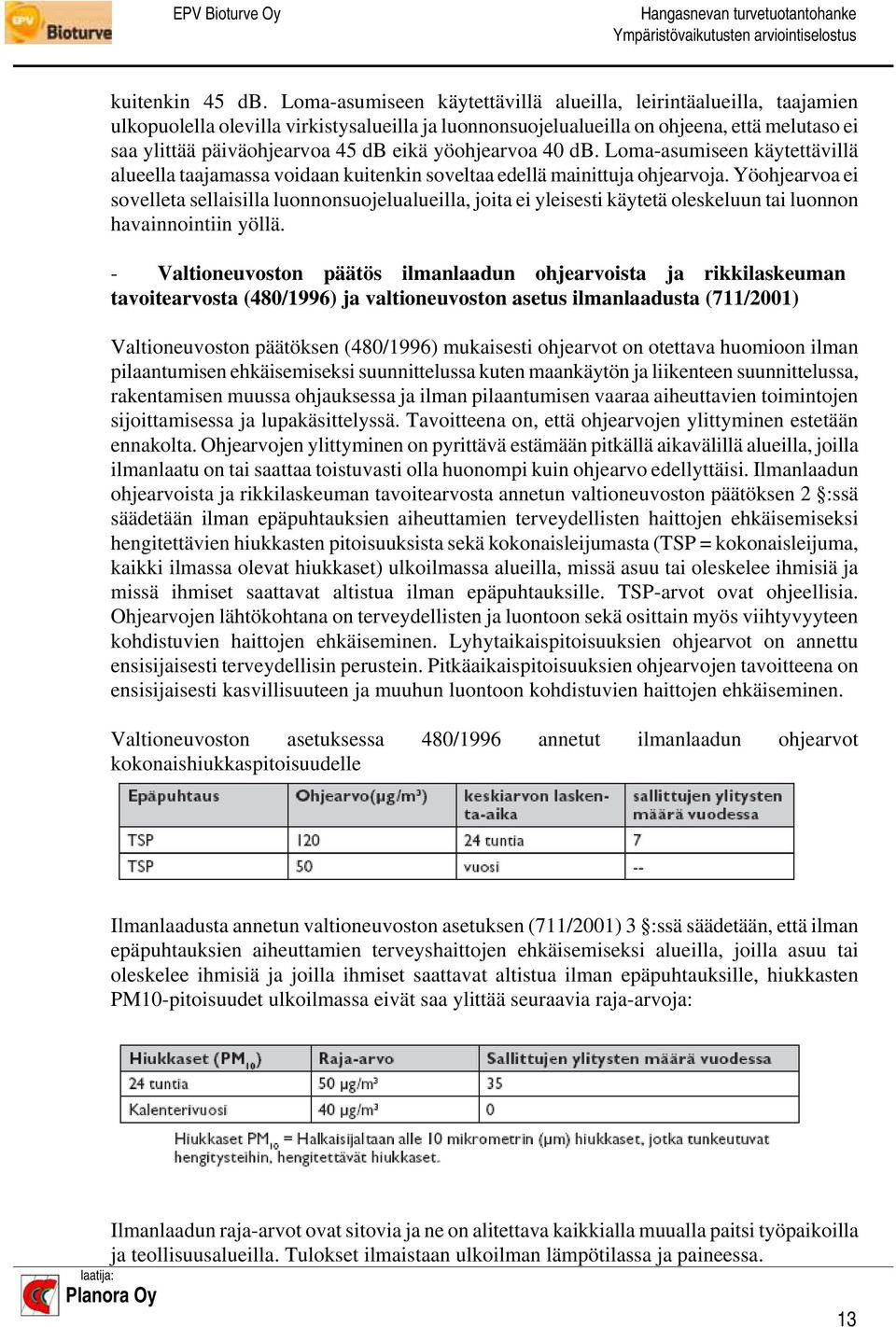 yöohjearvoa 40 db. Loma-asumiseen käytettävillä alueella taajamassa voidaan kuitenkin soveltaa edellä mainittuja ohjearvoja.