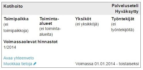 Keskeneräisiä hakemuksia muokattaessa päästään 8-kohtaiseen hakeutumiseen, jonka täytettyään palveluntuottaja allekirjoittaa ja lähettää hakemuksen kunnalle hyväksyttäväksi Yhteenveto -välilehden