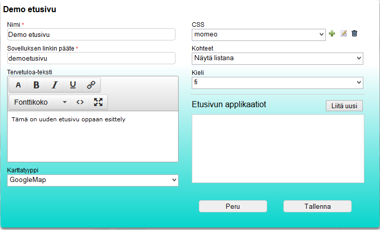 *Etusivu -oppaan luonti 2 Etusivuopas: MEDIAOPAS REITTI KOHDE Painamalla Liitä