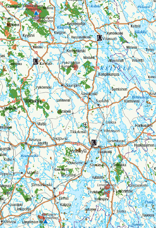 Keski-Suomessa 5 kansallispuistoa Pyhä-Häkki 15 500 Salamajärvi 14 400 Isojärvi 13 500 Leivonmäki 14 000