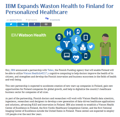 IBM:n Watson ja Tekes yhteistyöhön