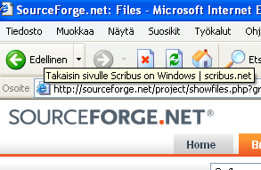 Ghostscript on nyt asennettu. Älä tee sille mitään, vaan palaa internetselaimesi pariin. Jos et löydä selainikkunaasi, valitse näyttöruutusi alalaidasta palkki "Sourceforge.net:File.