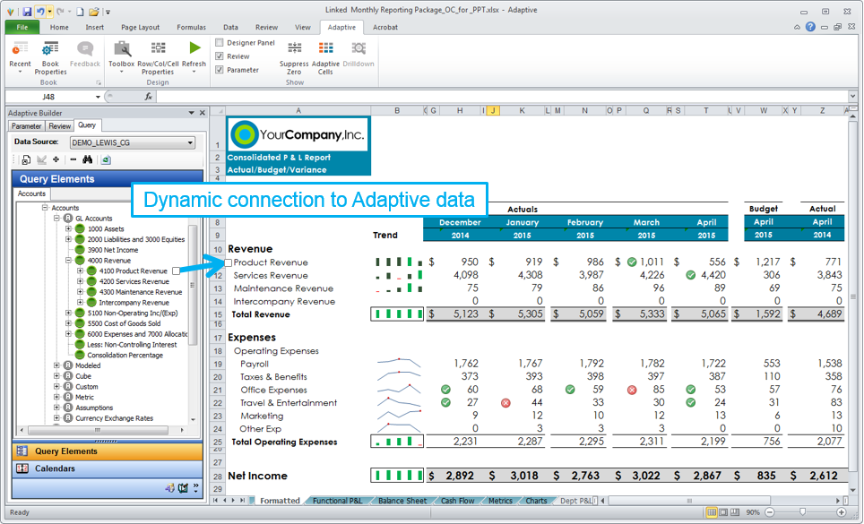 OfficeConnect Excel add-in:n avulla luodaan