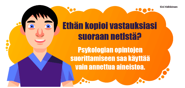 Kopiointi ja muu ei-toivottu-toiminta Verkko-opiskelu on tarkoitettu yleensä itsenäiseen opiskeluun. Erikseen kerrotaan, jos tehtäviä voi tehdä parin kanssa tai ryhmässä.