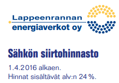 Yleissiirto 3 x 25 A / kk 7,43 Energiamaksu 0,0436 / kwh Sähkövero Valmistevero ja huoltovarmuusmaksu Veroluokka 1 0,0279372 / kwh (alv 24 %).